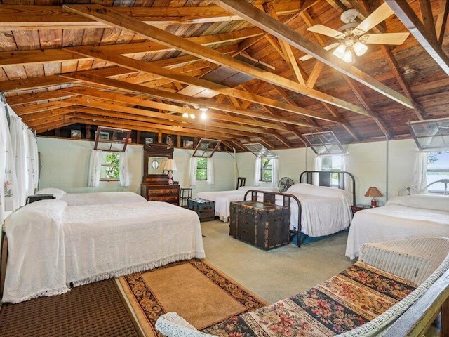 bedroom with lofted ceiling