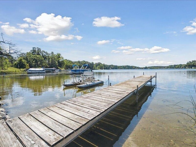 view of dock featuring a water view