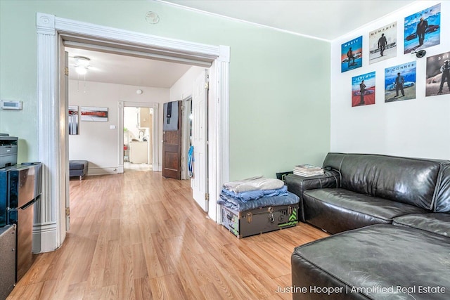 living room with hardwood / wood-style flooring