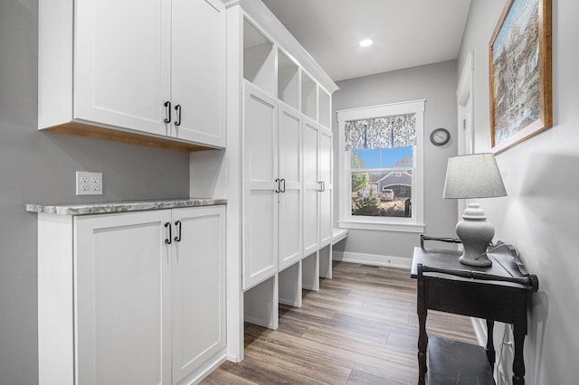 mudroom featuring light hardwood / wood-style flooring