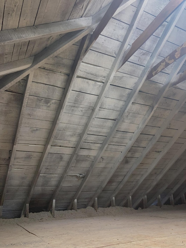 view of unfinished attic