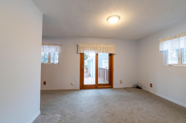 empty room featuring carpet floors and a textured ceiling