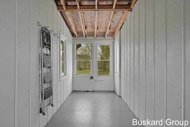 view of unfurnished sunroom