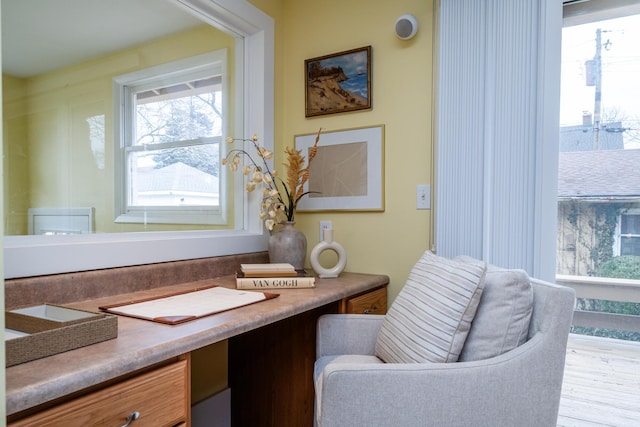 home office featuring light wood-type flooring