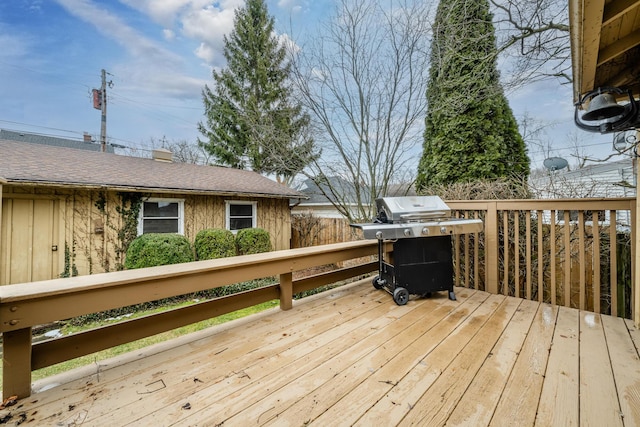 deck with a grill