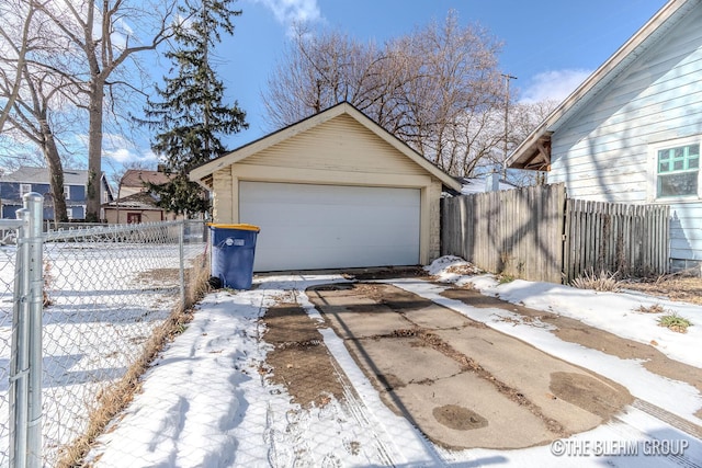 view of snow covered garage