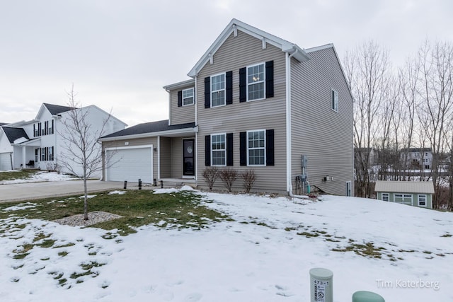 view of front property with a garage