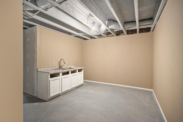 basement with sink