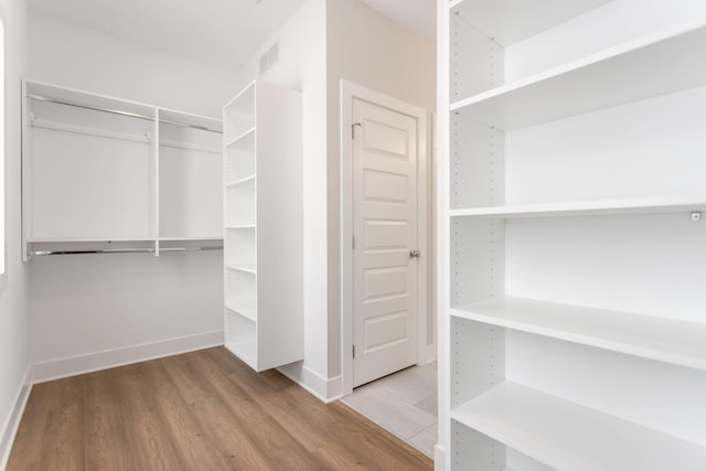 spacious closet featuring light wood-type flooring