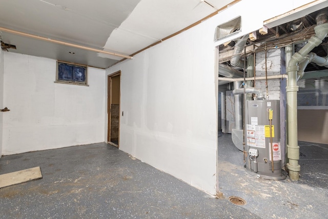 basement featuring water heater