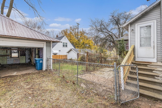 view of yard with a garage