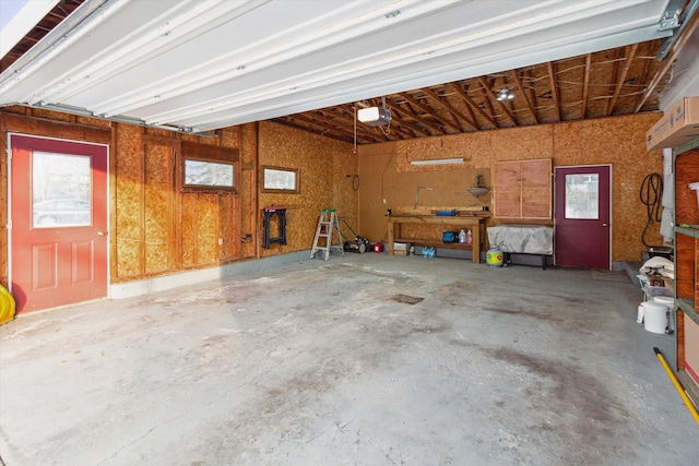 garage with a garage door opener