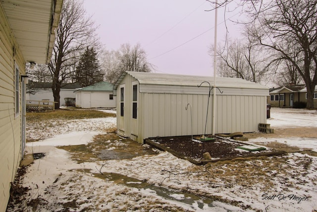 view of snow covered structure