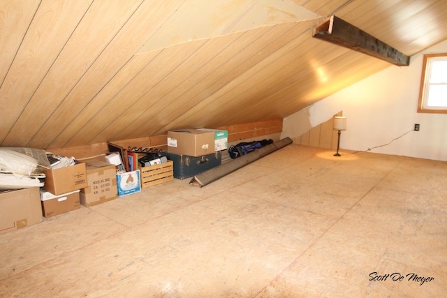 view of unfinished attic