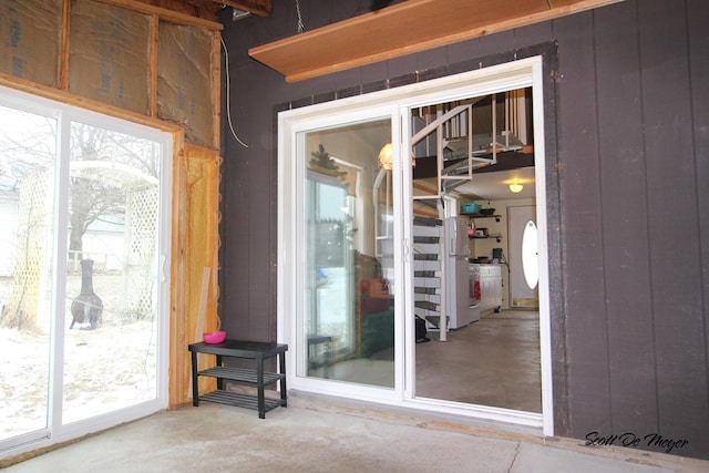 interior space with concrete floors