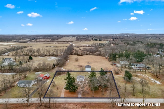 aerial view with a rural view