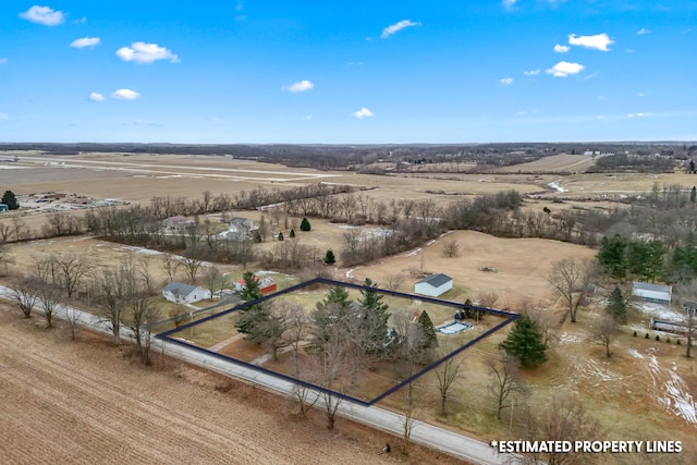 drone / aerial view featuring a rural view