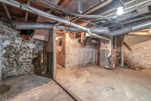 basement with heating unit