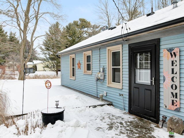 view of snowy exterior