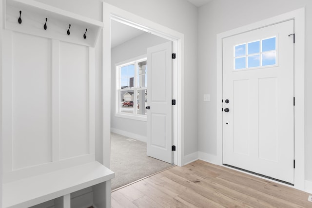 mudroom featuring light hardwood / wood-style floors