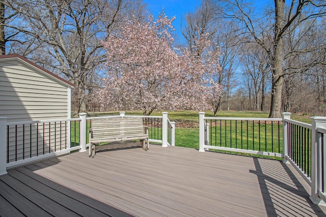 deck with a yard
