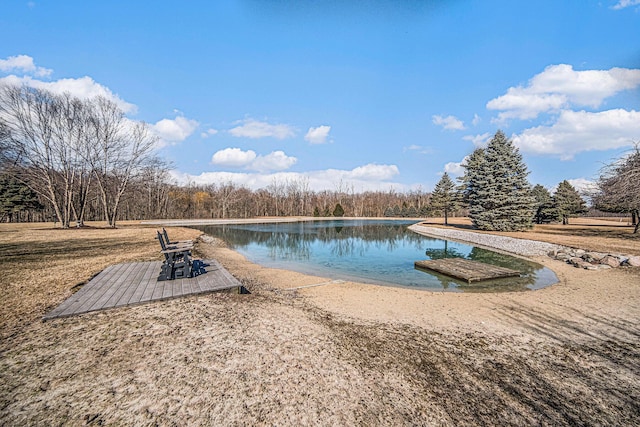 exterior space featuring a water view