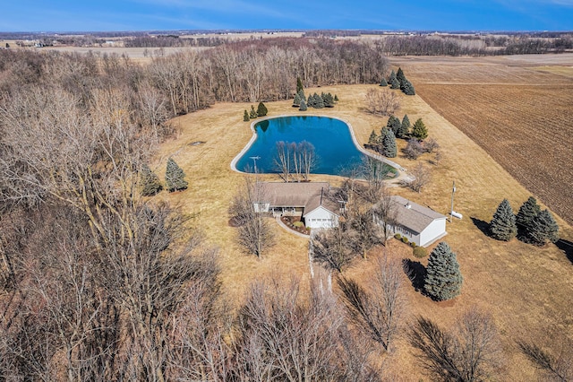 birds eye view of property featuring a rural view