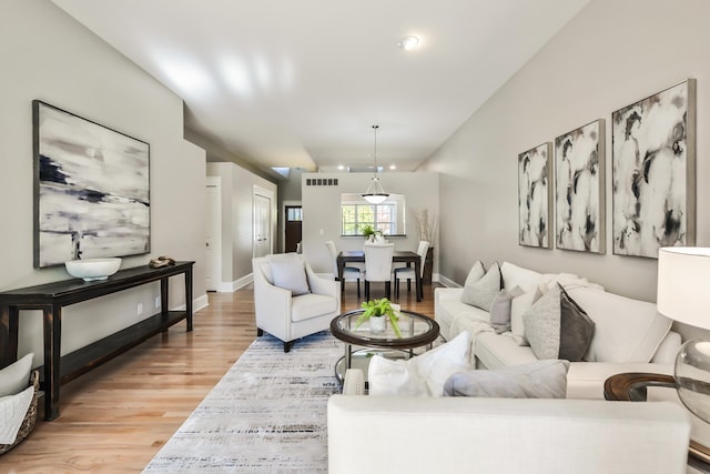 living room featuring light hardwood / wood-style floors