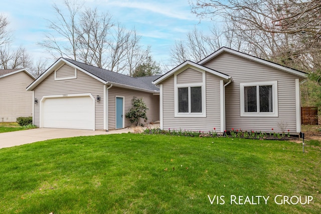13553 Oakfield Ln, Grand Haven, MI 49417 - ranch-style home featuring an attached garage, a front lawn, and driveway