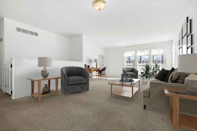 living room featuring carpet flooring