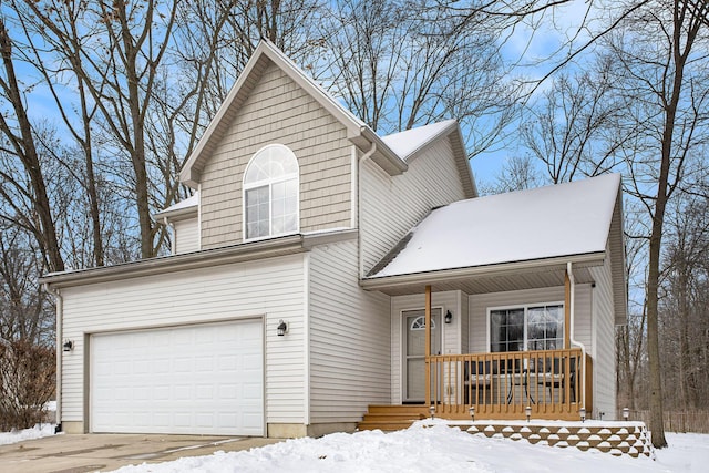 front of property with a garage and a porch