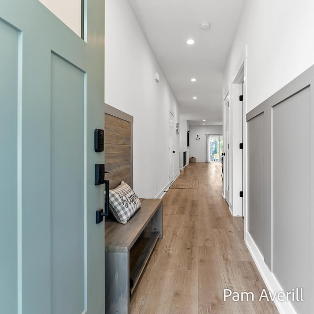 hall featuring light hardwood / wood-style flooring