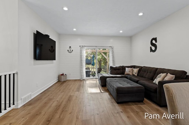 living room featuring light wood-type flooring