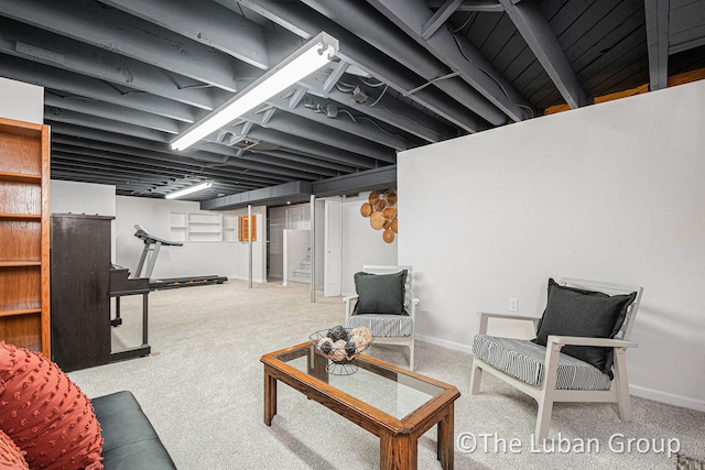 basement featuring carpet floors