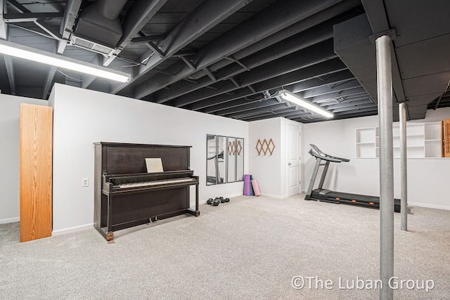 basement featuring carpet