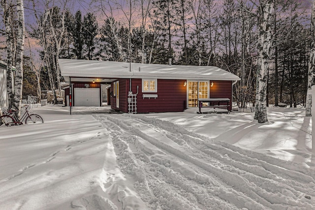 rustic home with a garage