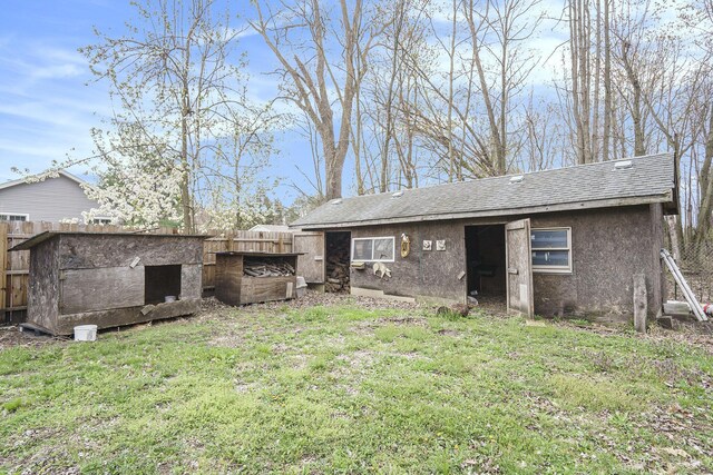 37076 76th St, Covert, MI 49043 - rear view of property with fence, a yard, and roof with shingles