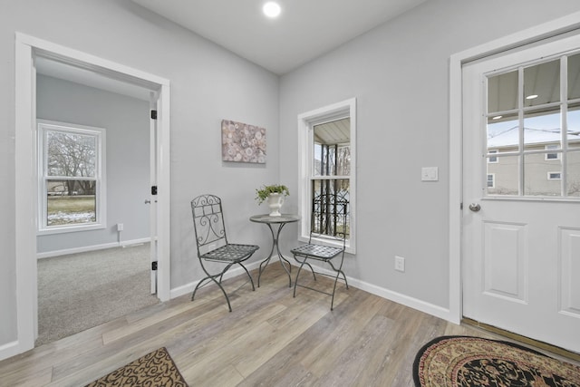 foyer entrance featuring light wood-type flooring