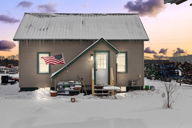 view of snow covered property