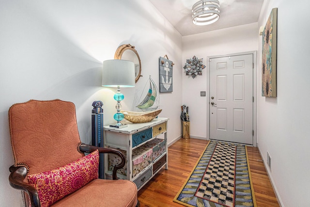 foyer with dark wood-type flooring