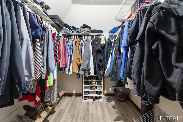 spacious closet with wood finished floors