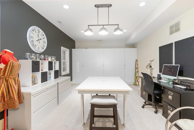 office with light colored carpet