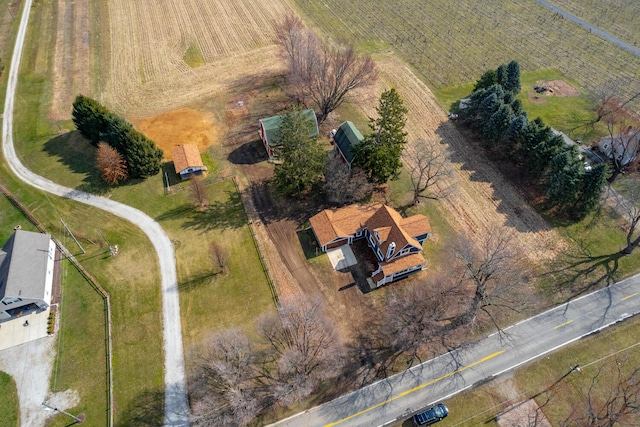 aerial view with a rural view