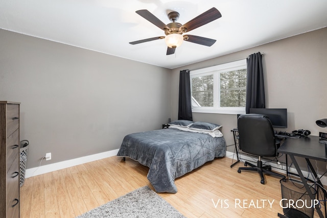 9340 Freedom Dr, West Olive, MI 49460 - bedroom featuring wood finished floors, ceiling fan, and baseboards