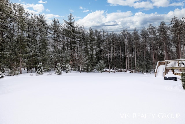 9340 Freedom Dr, West Olive, MI 49460 - yard covered in snow with a forest view