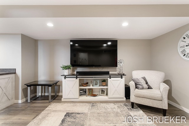 living room with wood-type flooring