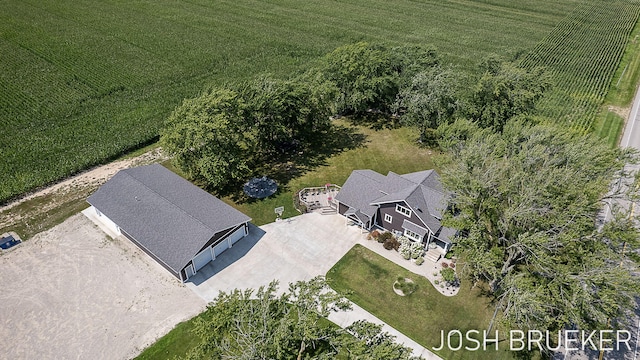 drone / aerial view with a rural view