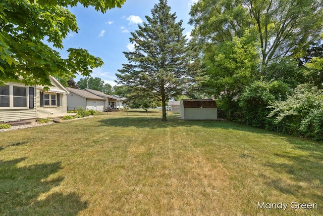 366 E Beech St NE, Cedar Springs, MI 49319 - view of green lawn with a storage shed