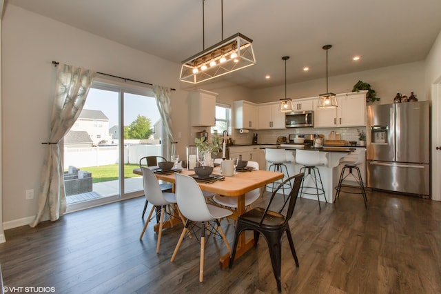 6058 Racine Dr, Stevensville, MI 49127 - dining room featuring dark wood finished floors and recessed lighting