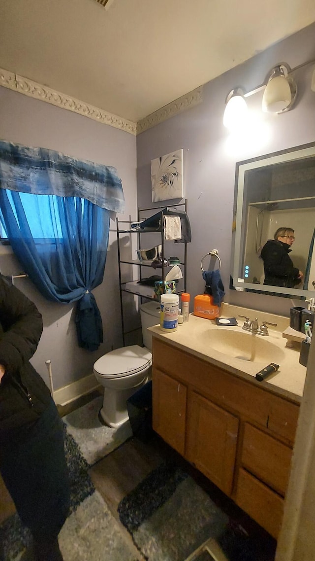 bathroom with vanity and toilet